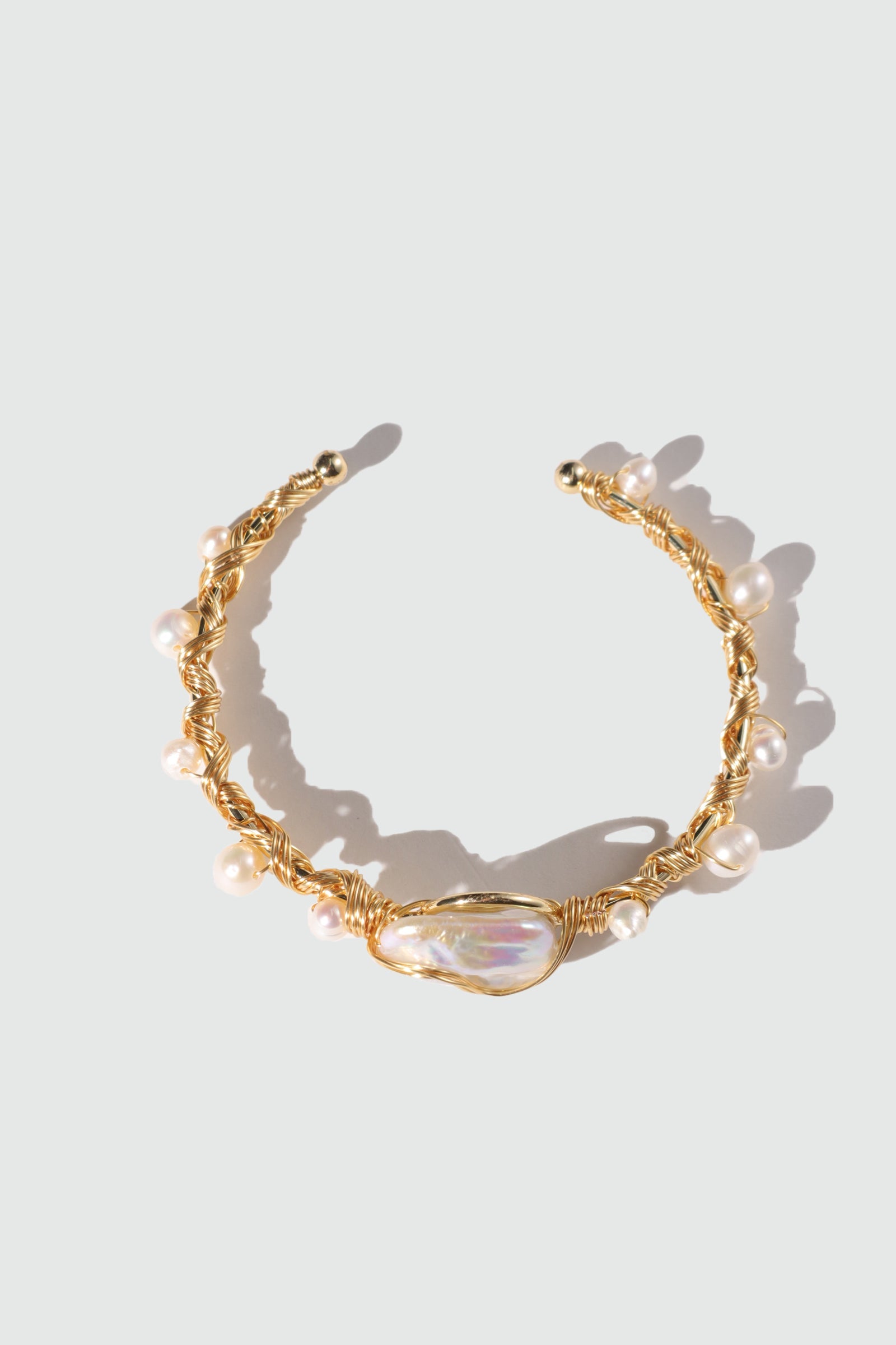 Unisex Bracelet Gold Freshwater Pearls Stretchable - 4