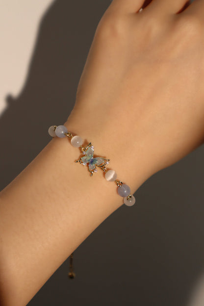 Unisex Bracelet Blue Moonstone 14K Gold Plated - 5