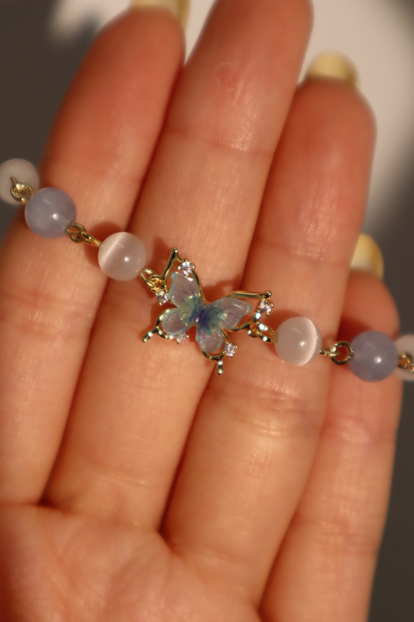 Unisex Bracelet Blue Moonstone 14K Gold Plated - 6