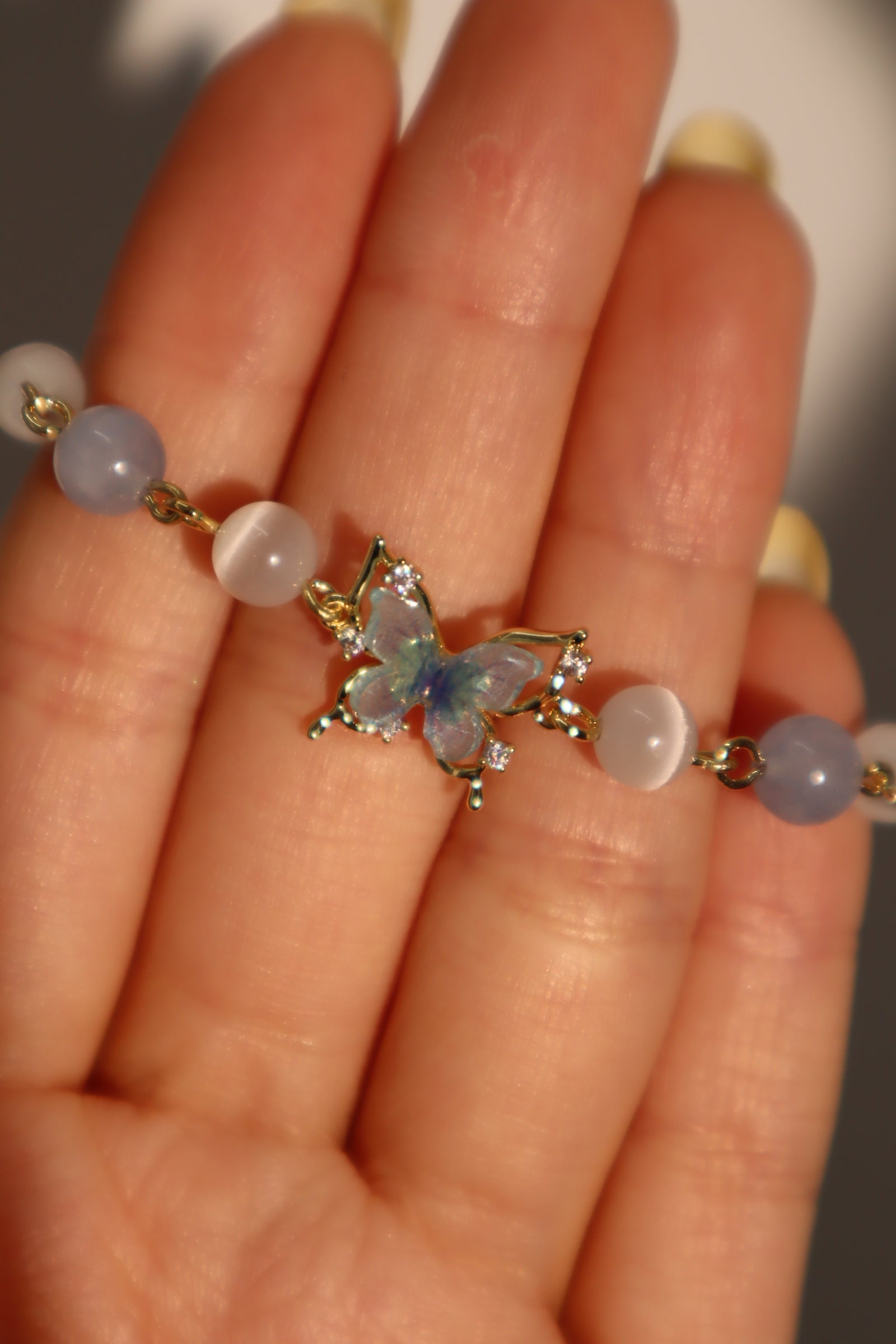 Unisex Bracelet Blue Moonstone 14K Gold Plated - 6