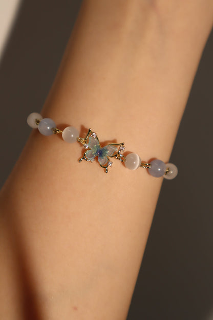 Unisex Bracelet Blue Moonstone 14K Gold Plated - 7