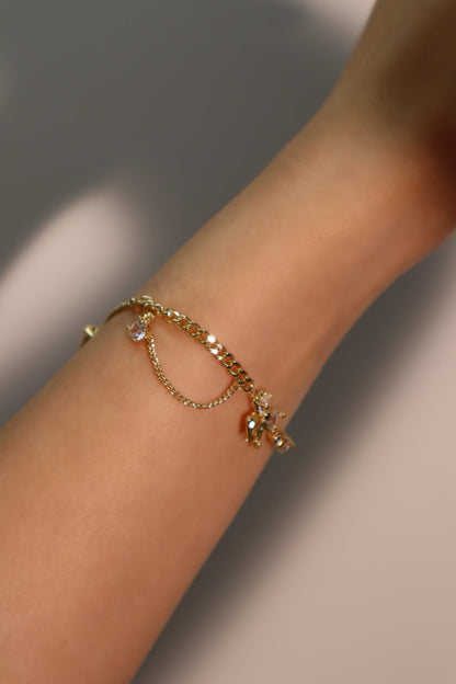 Women's Bowknot Bracelet Gold Zirconia Adjustable - 3