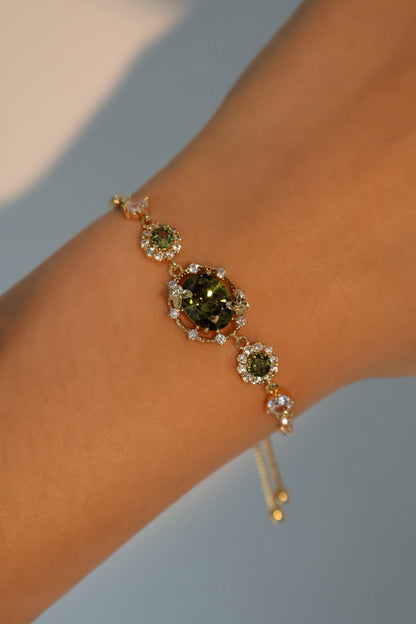 Men's and Women's Butterfly Bracelet Green Zirconia Gold Plated - 3