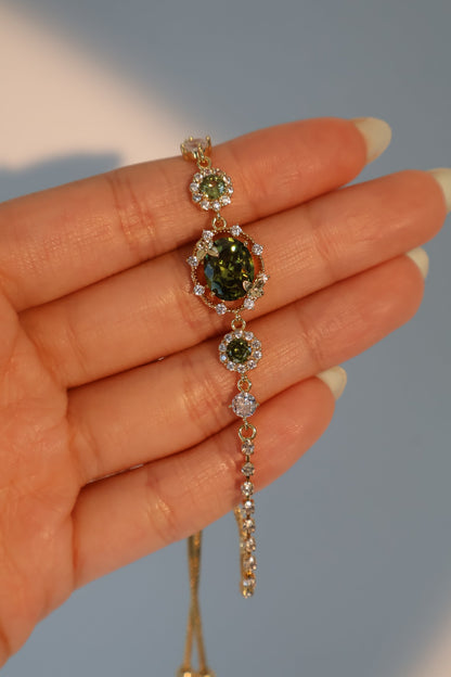 Men's and Women's Butterfly Bracelet Green Zirconia Gold Plated - 4