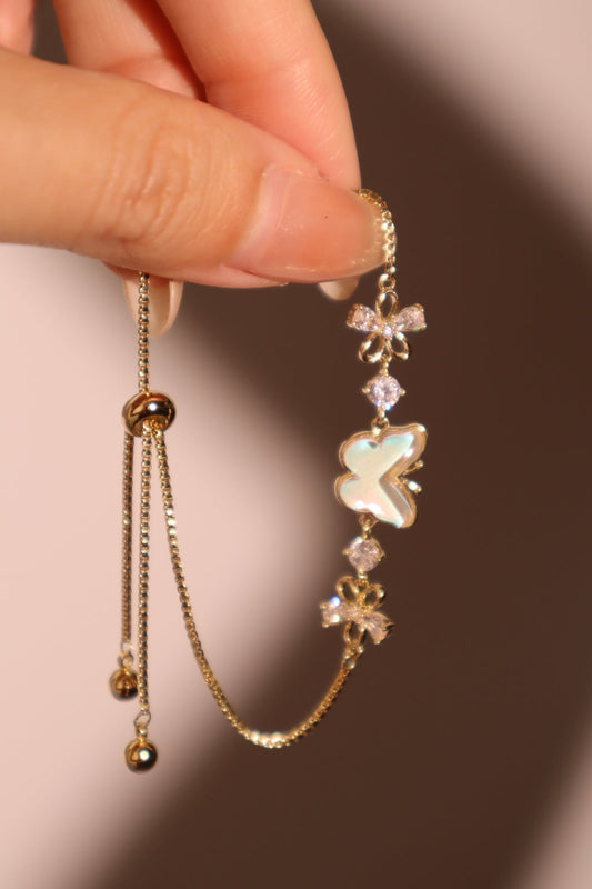 Women's Butterfly Bracelet Gold Enamel Zirconia - 1