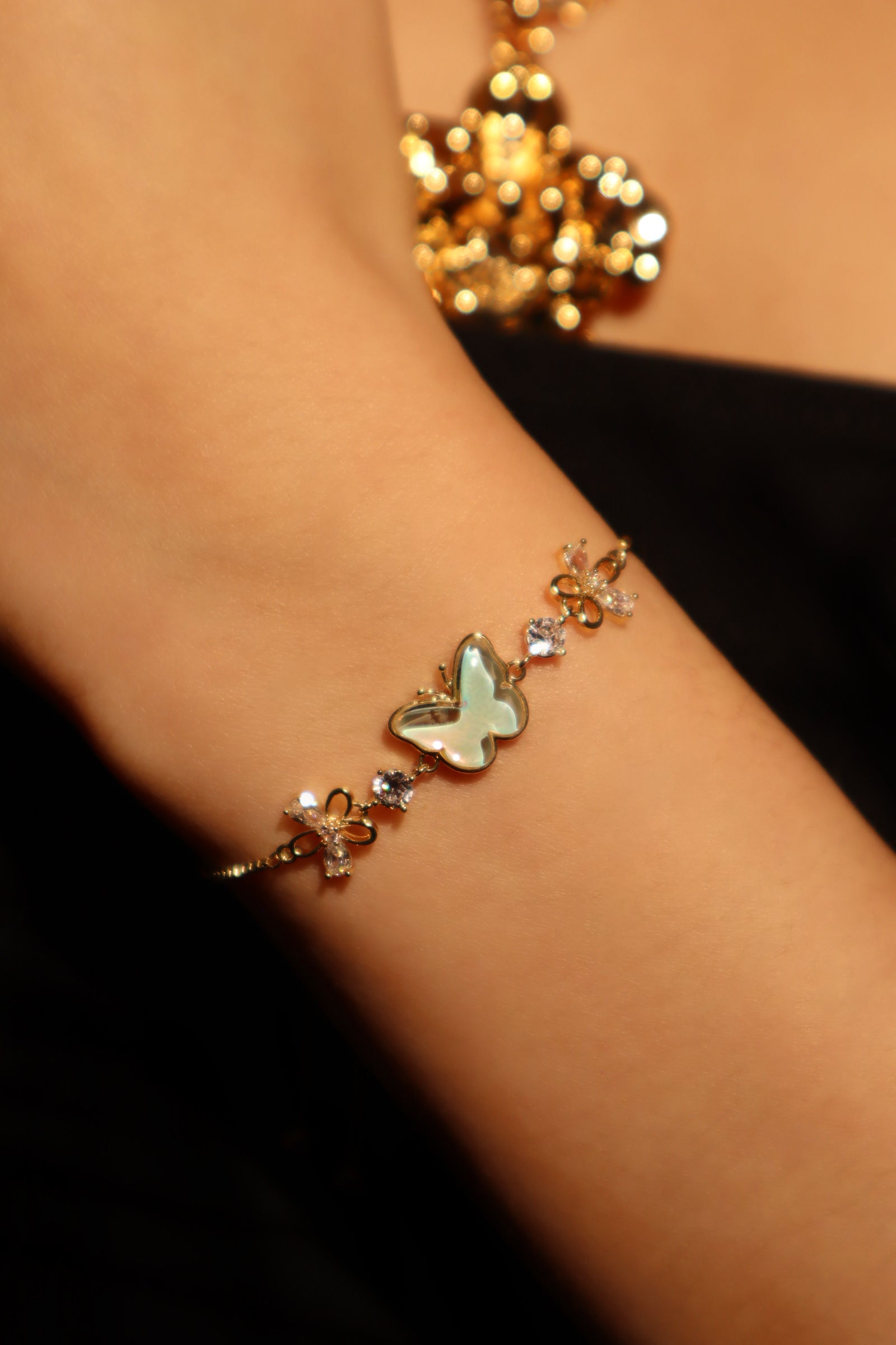 Women's Butterfly Bracelet Gold Enamel Zirconia - 4