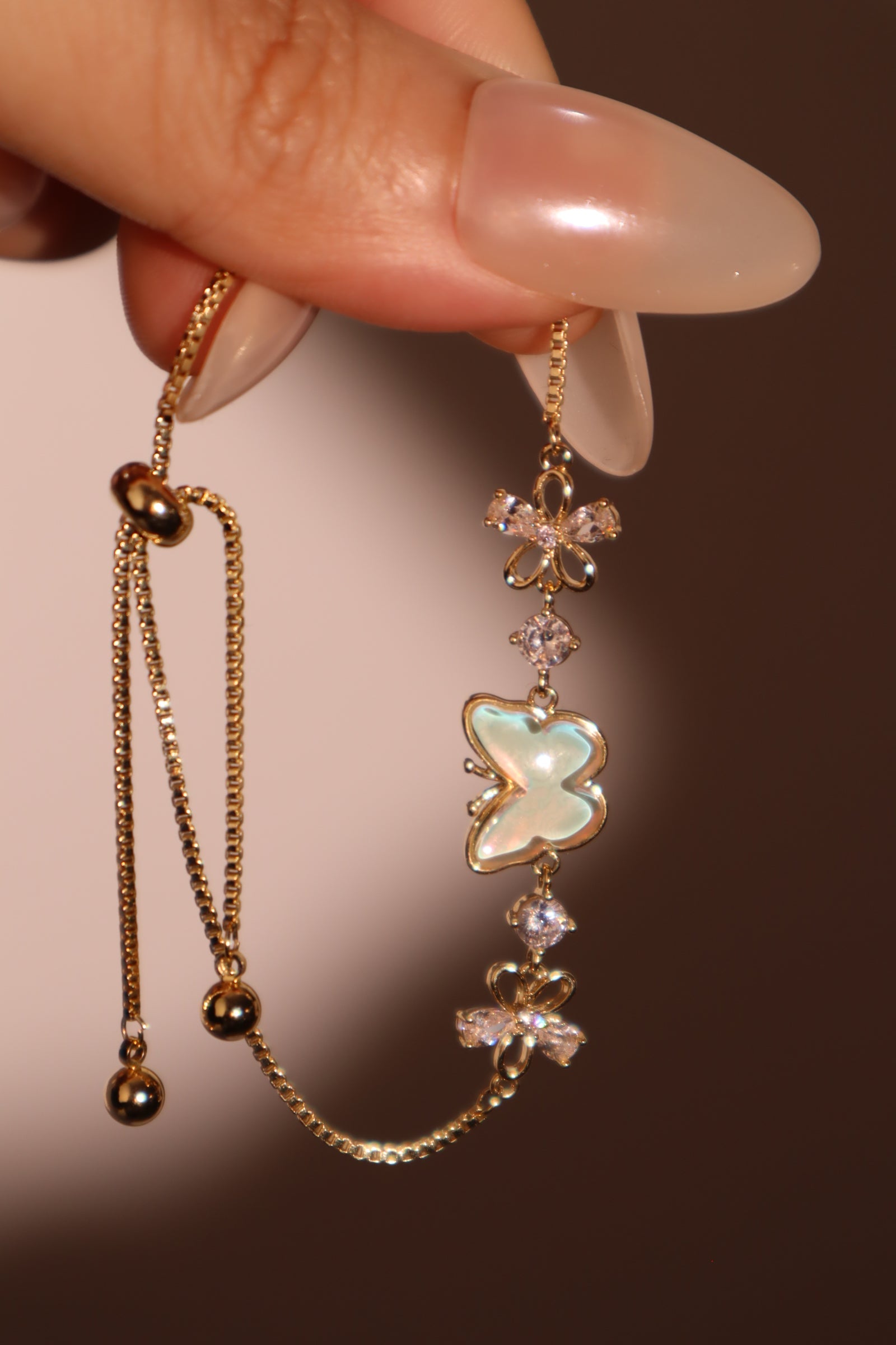 Women's Butterfly Bracelet Gold Enamel Zirconia - 7