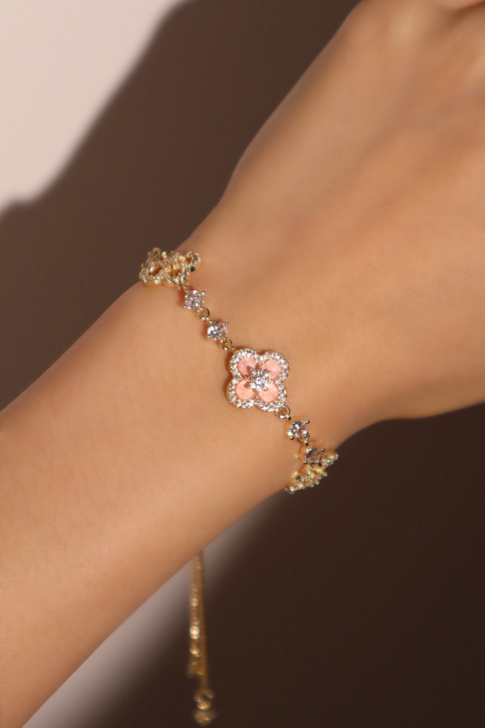 Unisex Bracelet Pink Gold Plated Zirconia - 1