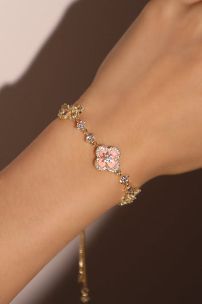 Unisex Bracelet Pink Gold Plated Zirconia - 1