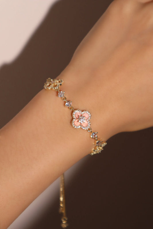 Unisex Bracelet Pink Gold Plated Zirconia - 1