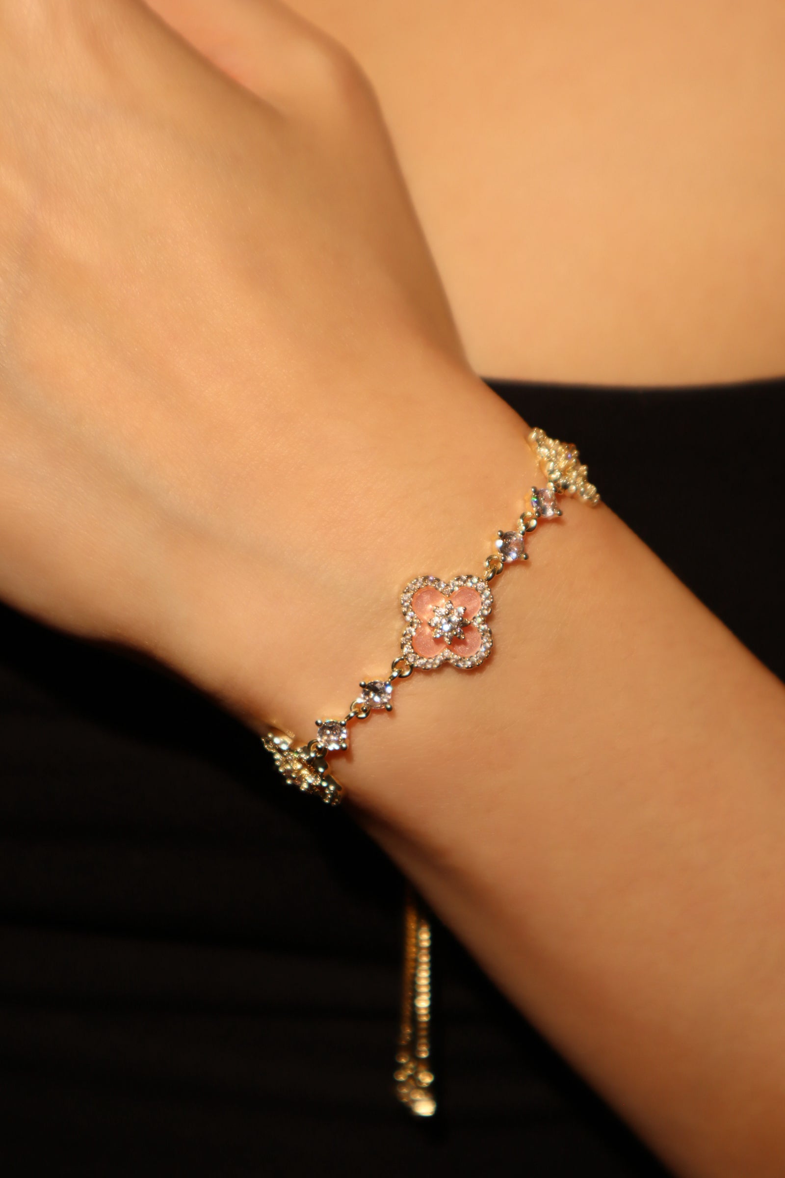 Unisex Bracelet Pink Gold Plated Zirconia - 2