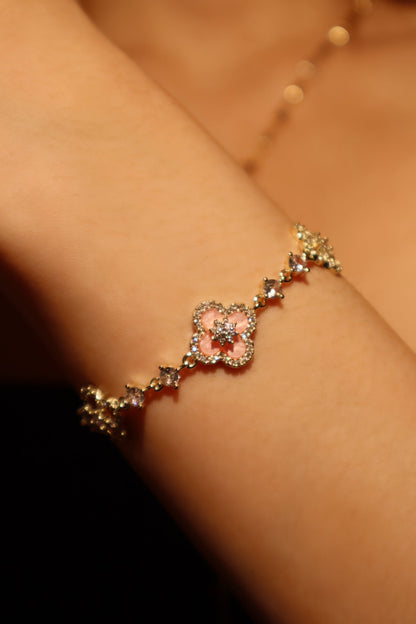 Unisex Bracelet Pink Gold Plated Zirconia - 4