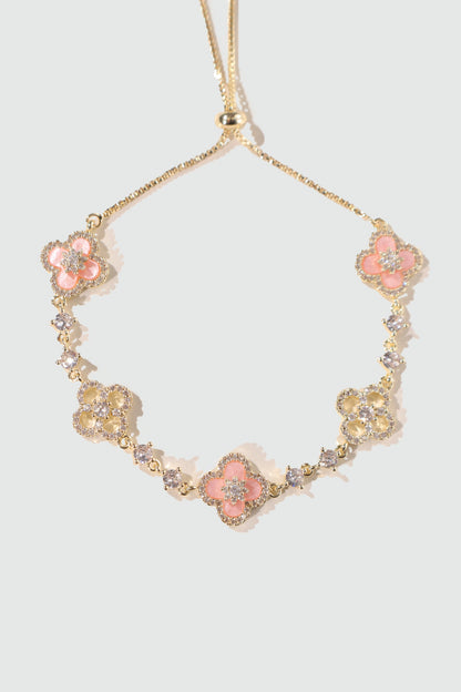 Unisex Bracelet Pink Gold Plated Zirconia - 6