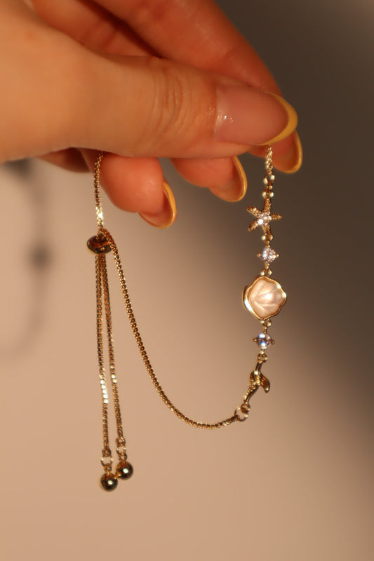 Men's Bracelet Gold Plated Sea Shell Starfish Adjustable - 1