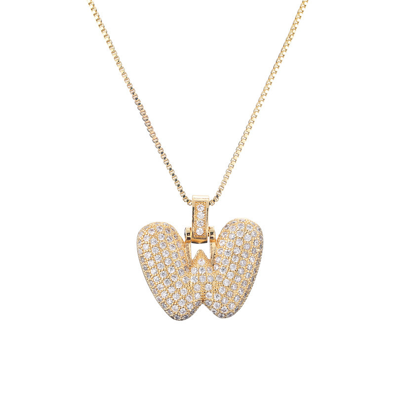 14k Gold Plated Initial Necklace | Bubble Letter Pendant with Zircon | Personalized Gift for Women - Image 12