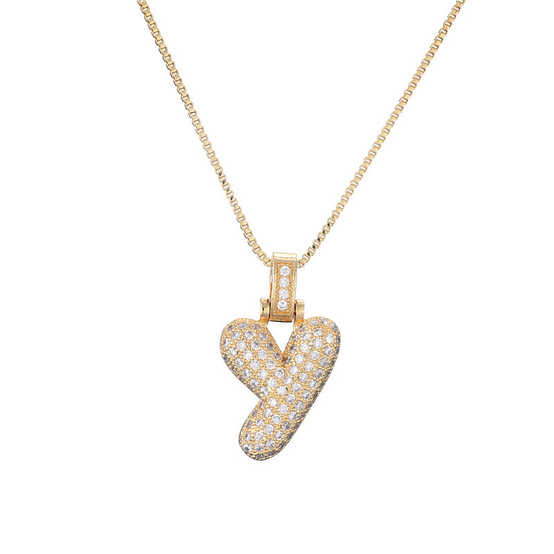 14k Gold Plated Initial Necklace | Bubble Letter Pendant with Zircon | Personalized Gift for Women - Image 13