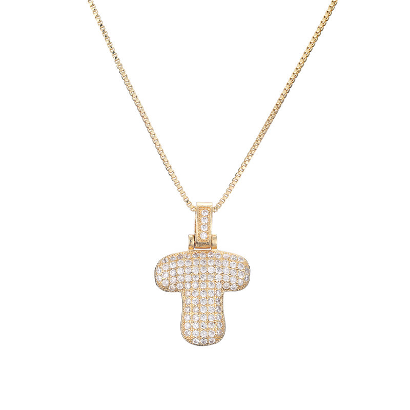 14k Gold Plated Initial Necklace | Bubble Letter Pendant with Zircon | Personalized Gift for Women - Image 14