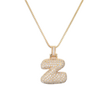 14k Gold Plated Initial Necklace | Bubble Letter Pendant with Zircon | Personalized Gift for Women - Image 17