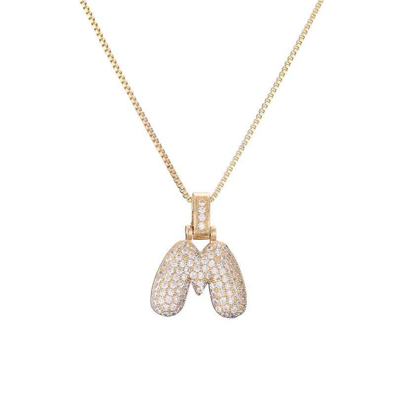 14k Gold Plated Initial Necklace | Bubble Letter Pendant with Zircon | Personalized Gift for Women - Image 18