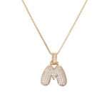 14k Gold Plated Initial Necklace | Bubble Letter Pendant with Zircon | Personalized Gift for Women - Image 18
