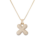 14k Gold Plated Initial Necklace | Bubble Letter Pendant with Zircon | Personalized Gift for Women - Image 19