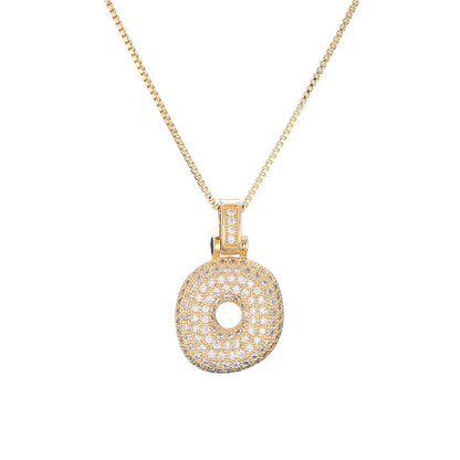 14k Gold-Plated Initial Necklace with Zircon Accents – Dazzling Bubble Letter Design 18