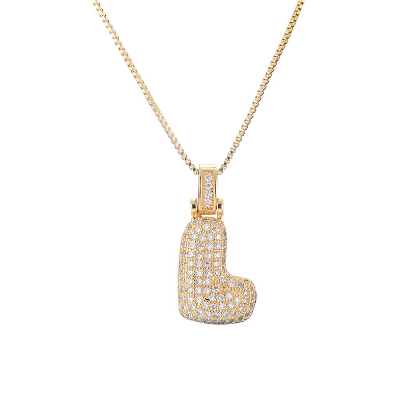 14k Gold-Plated Initial Necklace with Zircon Accents – Dazzling Bubble Letter Design 24