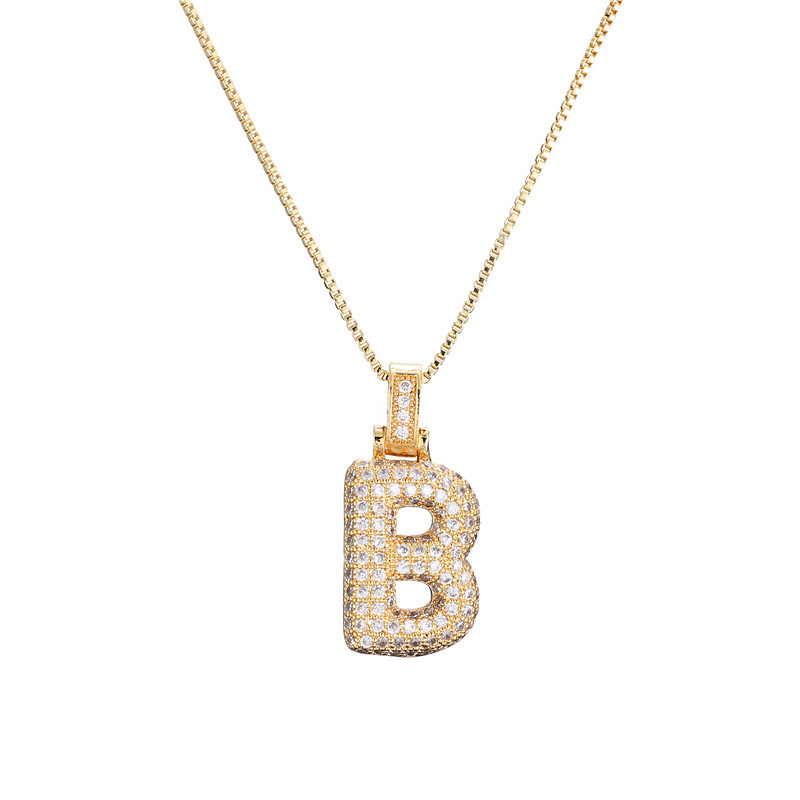 14k Gold-Plated Initial Necklace with Zircon Accents – Dazzling Bubble Letter Design 4
