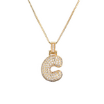 14k Gold Plated Initial Necklace | Bubble Letter Pendant with Zircon | Personalized Gift for Women - Image 7