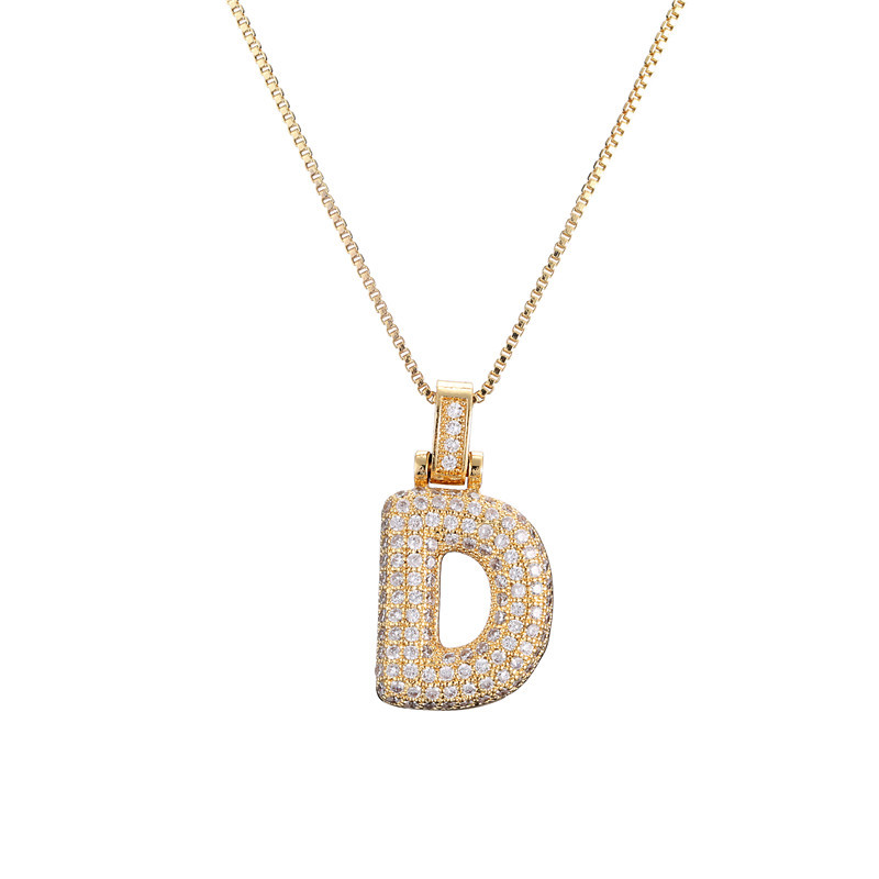 14k Gold Plated Initial Necklace | Bubble Letter Pendant with Zircon | Personalized Gift for Women - Image 8