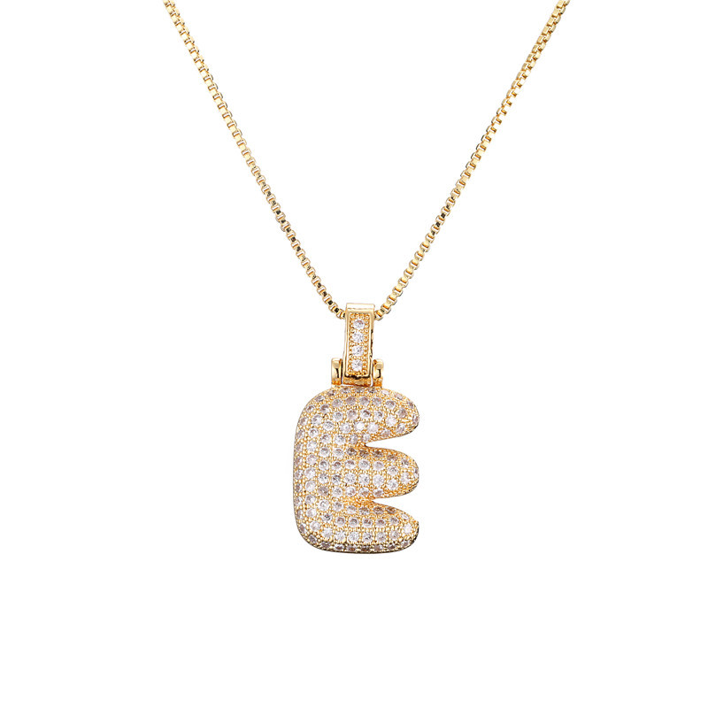 14k Gold Plated Initial Necklace | Bubble Letter Pendant with Zircon | Personalized Gift for Women - Image 9