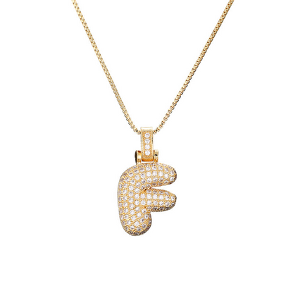 14k Gold-Plated Initial Necklace with Zircon Accents – Dazzling Bubble Letter Design 8