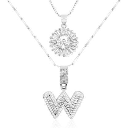 14k Gold-Plated Layered Necklace Set with Diamond Initial Pendants – Elegant Jewelry for Personal Style 16