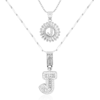 14k Gold-Plated Layered Necklace Set with Diamond Initial Pendants – Elegant Jewelry for Personal Style 21