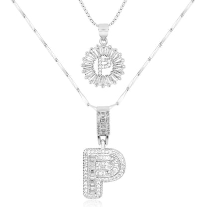 14k Gold-Plated Layered Necklace Set with Diamond Initial Pendants – Elegant Jewelry for Personal Style 22