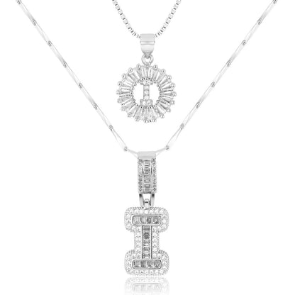 14k Gold-Plated Layered Necklace Set with Diamond Initial Pendants – Elegant Jewelry for Personal Style 37