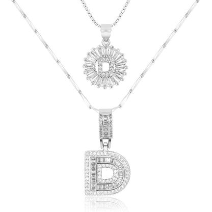 14k Gold-Plated Layered Necklace Set with Diamond Initial Pendants – Elegant Jewelry for Personal Style 43