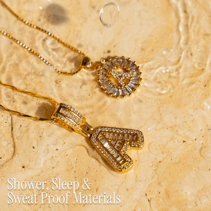 14k Gold-Plated Layered Necklace Set with Diamond Initial Pendants – Elegant Jewelry for Personal Style 8