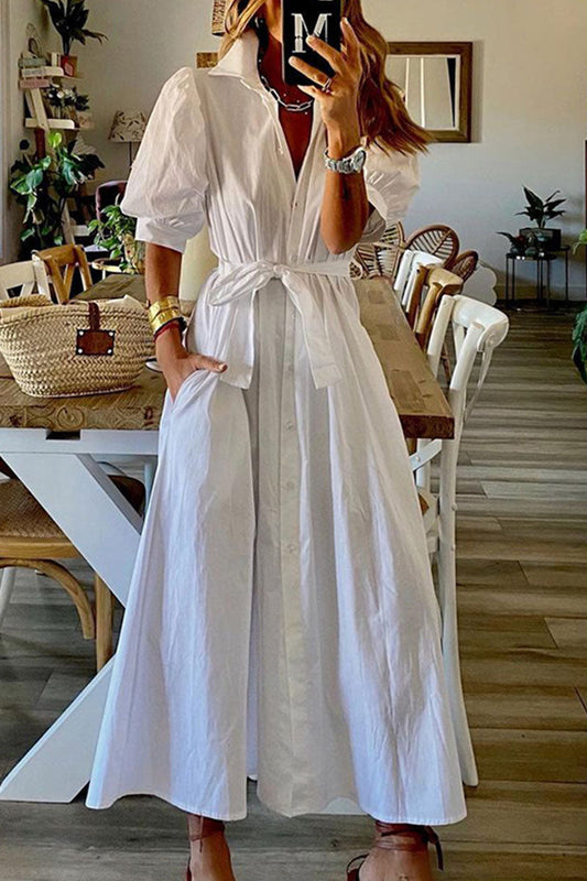Women's Maxi Dress Blue Cotton Blend-1