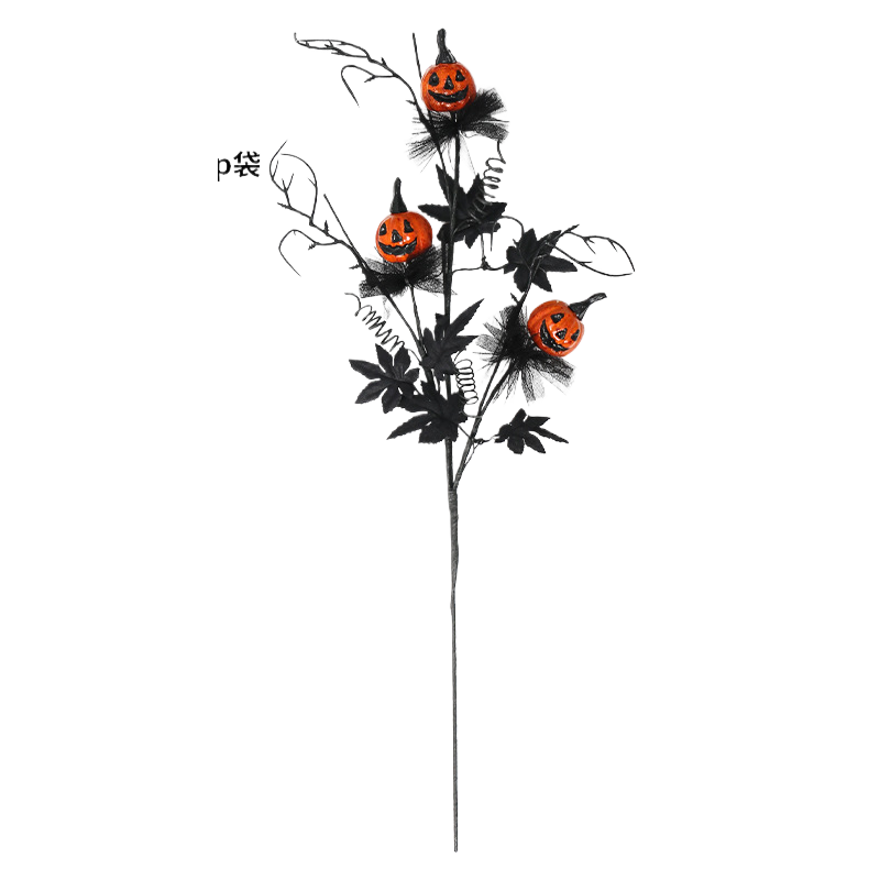 Women's Halloween Bouquet Black Plastic Pumpkin Design 7