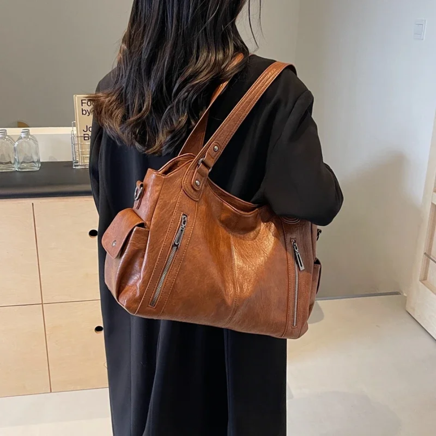 Women's Shoulder Bag Black Medium Faux Leather-3