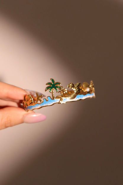 Unisex Bracelet Gold Stainless Steel Coconut Tree Ocean - 1