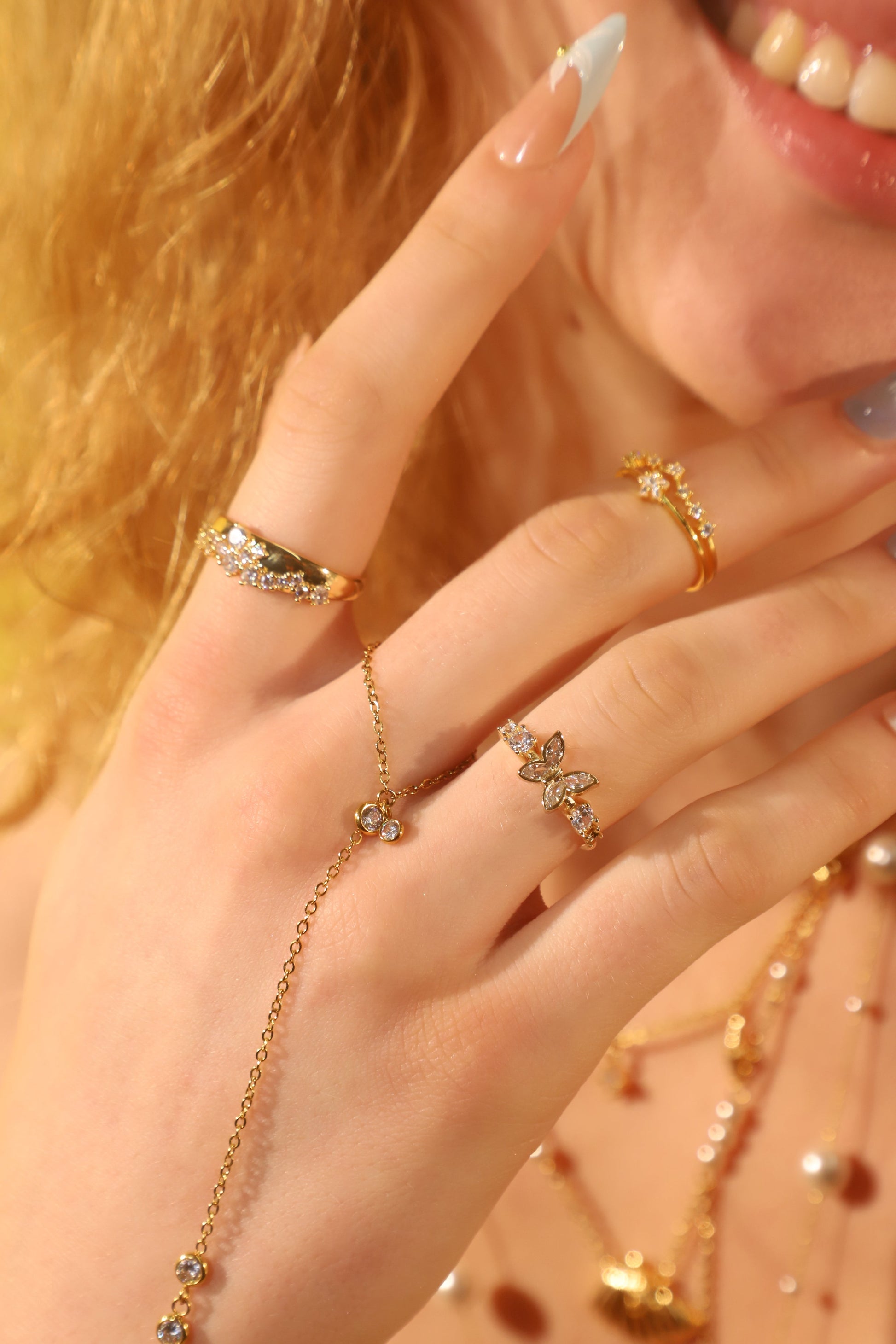 Men's Hand Chain Bracelet Gold Stainless Steel Zirconia - 2