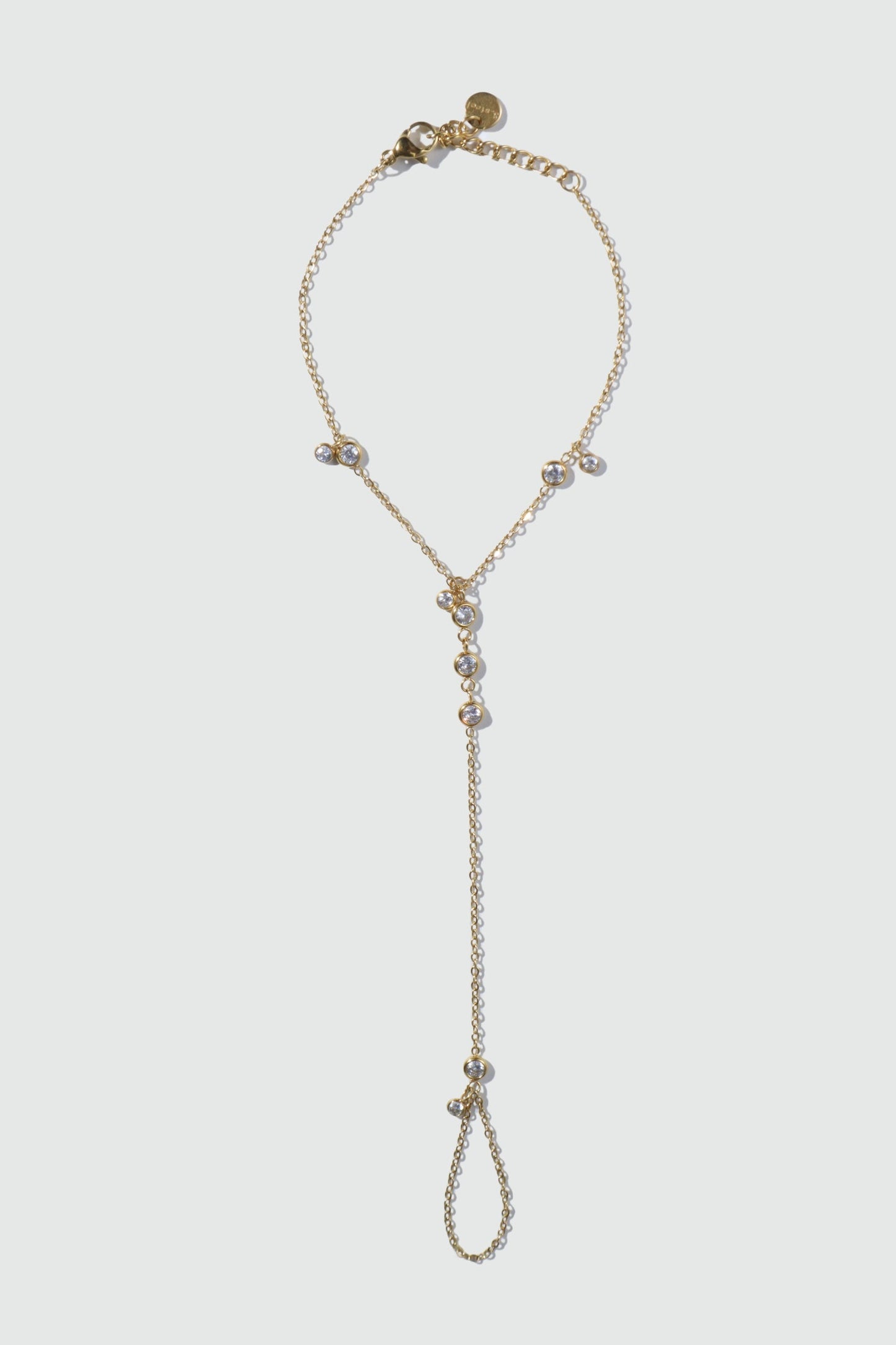 Men's Hand Chain Bracelet Gold Stainless Steel Zirconia - 4