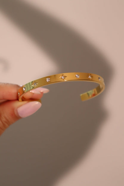 Unisex Bracelet Gold Stainless Steel Diamond Star - 1