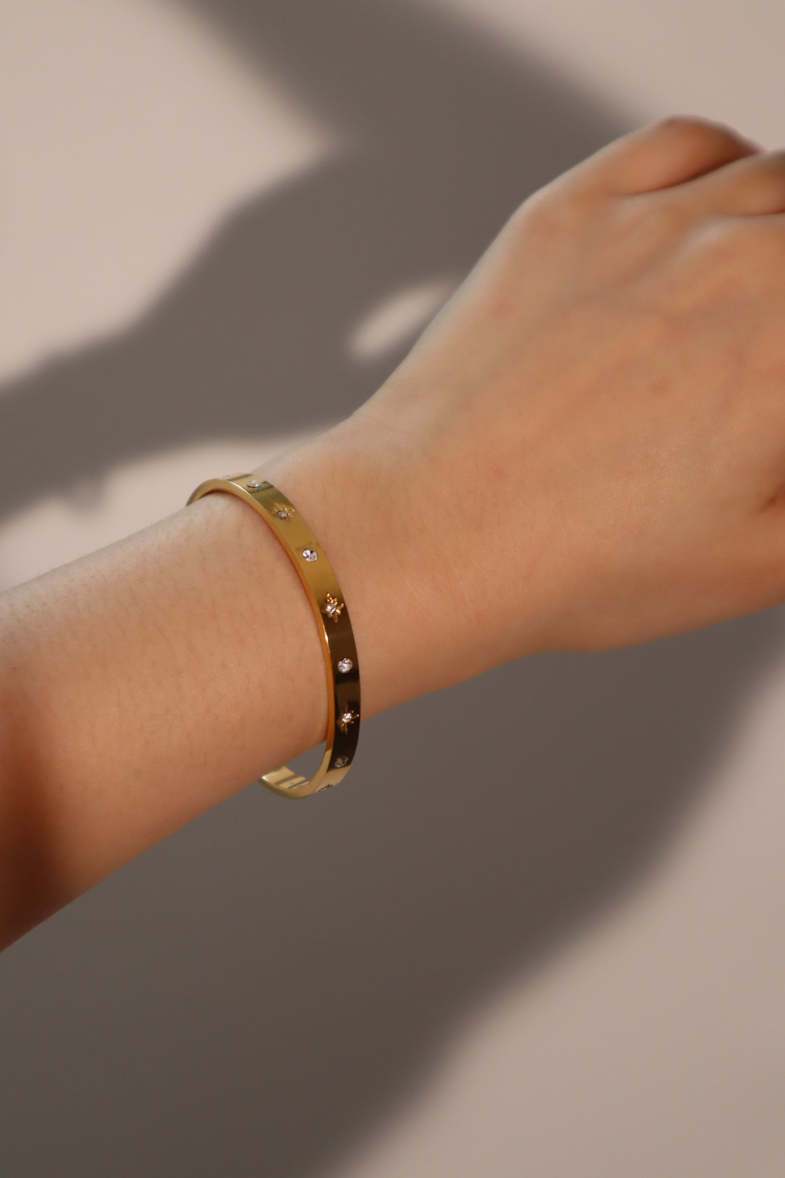 Unisex Bracelet Gold Stainless Steel Diamond Star - 4