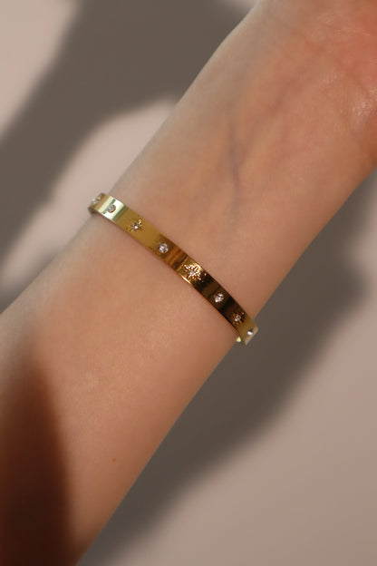 Unisex Bracelet Gold Stainless Steel Diamond Star - 5