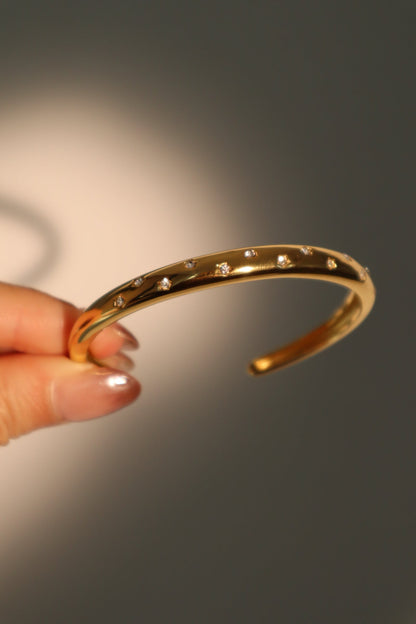 Unisex Bracelet Gold Stainless Steel Zirconia Diamonds - 1