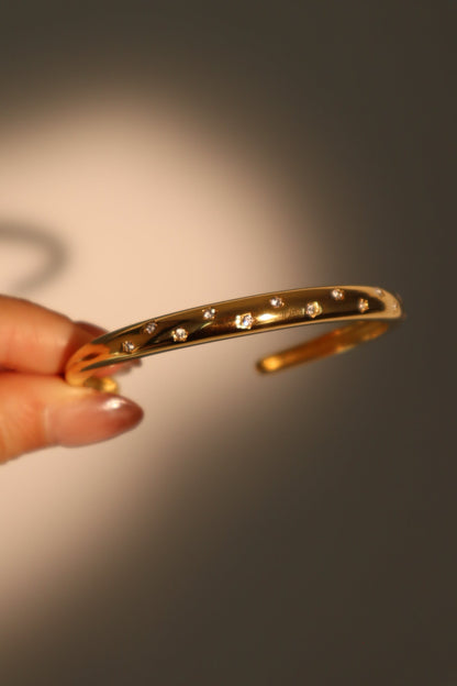 Unisex Bracelet Gold Stainless Steel Zirconia Diamonds - 3