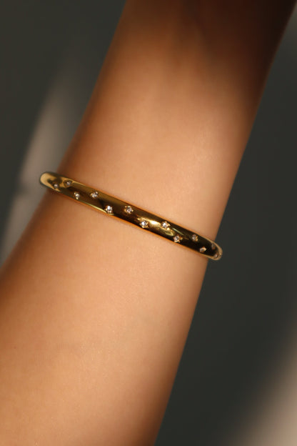Unisex Bracelet Gold Stainless Steel Zirconia Diamonds - 4